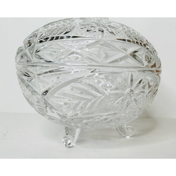 Vtg Footed Clear Crystal Glass 10" Pedestal Candy Bowl Dish with Steeple Lid - Picture 4 of 9